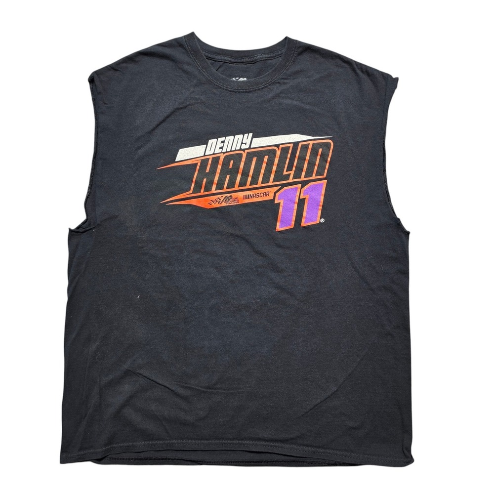 Y2K Aesthetic Muscle Tee Mens XL Black Joe Gibbs Racing Denny Hamlin 11 NASCAR